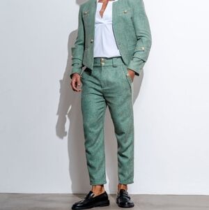 ORTTU Giovanni Pants Green Tweed Mens Size Medium 32/27 Old Money Designer